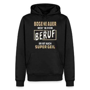 BOGENBAUER NICHT NUR EIN BERUF - Männer Premium Bio Hoodie - Schwarz - Vorne - Nico (187cm)