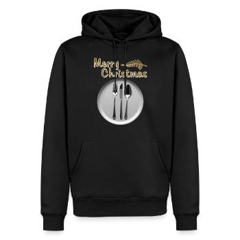TELLER BESTECK MERRY CHRISTMAS - Männer Premium Bio Hoodie - Schwarz - Vorne - Nico (187cm)