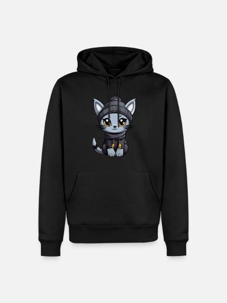 Cat Winter Comic - Men’s Premium Organic Hoodie - black