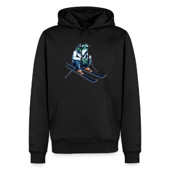 Cool frog skier - Men’s Premium Organic Hoodie - black - Front - Nico (187cm)