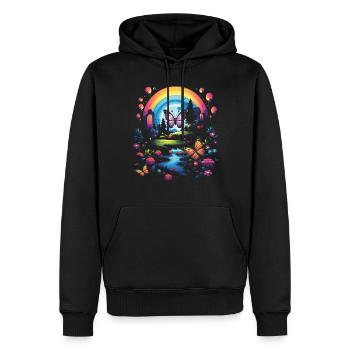 Niedliche Kawaii Regenbogen Schmetterlinge Traum - Männer Premium Bio Hoodie - Schwarz - Vorne - Nico (187cm)