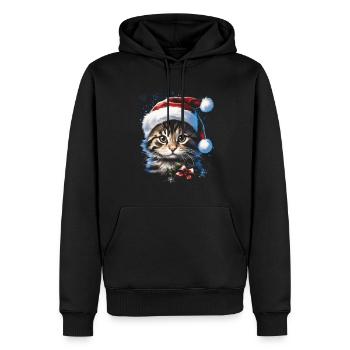Cute Christmas Winter December Cat Love - Men’s Premium Organic Hoodie - black - Front - Nico (187cm)