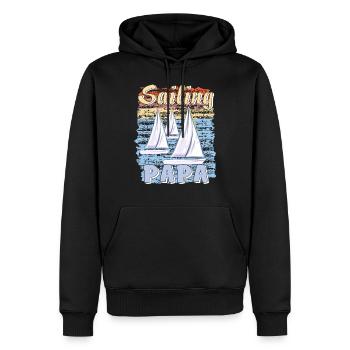 BOOTE SAILING PAPA - Männer Premium Bio Hoodie - Schwarz - Vorne - Nico (187cm)