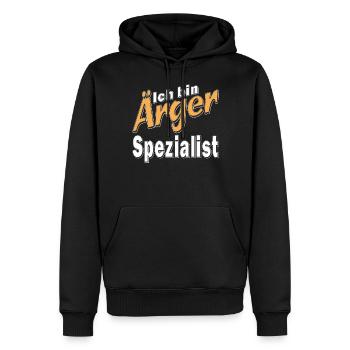 Ich bin Ärger Spezialist - Männer Premium Bio Hoodie - Schwarz - Vorne - Nico (187cm)