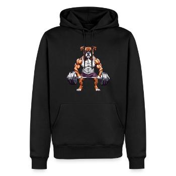 Muskel Boxer Hund Athletisches Fitness Design - Männer Premium Bio Hoodie - Schwarz - Vorne - Nico (187cm)