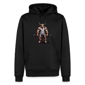 Taureau Musculation Fitness Musculation Conception de musculation - Sweat à capuche Premium bio Homme - noir - Devant - Nico (187cm)