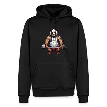 Drôle Panda Ours Bodybuilder Fitness Design - Sweat à capuche Premium bio Homme - noir - Devant - Nico (187cm)