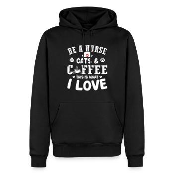Nurse Nursing - Be A Nurse Cats & Coffee This Is W - Männer Premium Bio Hoodie - Schwarz - Vorne - Nico (187cm)