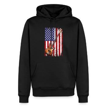 bass guitar american flag, funny bass player - Männer Premium Bio Hoodie - Schwarz - Vorne - Nico (187cm)