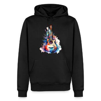 Eine schöne Musik Gitarre gemalt in Wasserfarben - Männer Premium Bio Hoodie - Schwarz - Vorne - Nico (187cm)