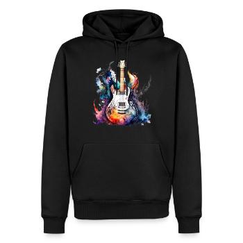 Eine schöne Musik Gitarre gemalt in Wasserfarben - Männer Premium Bio Hoodie - Schwarz - Vorne - Nico (187cm)