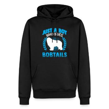 Garçon qui aime Bobtail vieux berger anglais - Sweat à capuche Premium bio Homme - noir - Devant - Nico (187cm)