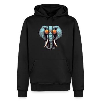Cool African elephant with sunglasses and - Men’s Premium Organic Hoodie - black - Front - Nico (187cm)