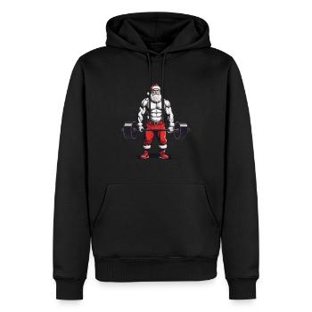 Lustiges Weihnachten Deadlift Bodybuilding Design - Männer Premium Bio Hoodie - Schwarz - Vorne - Nico (187cm)