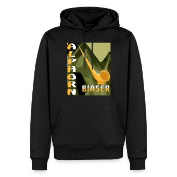 ALPHORN BLÄSER - Männer Premium Bio Hoodie - Schwarz - Vorne - Nico (187cm)