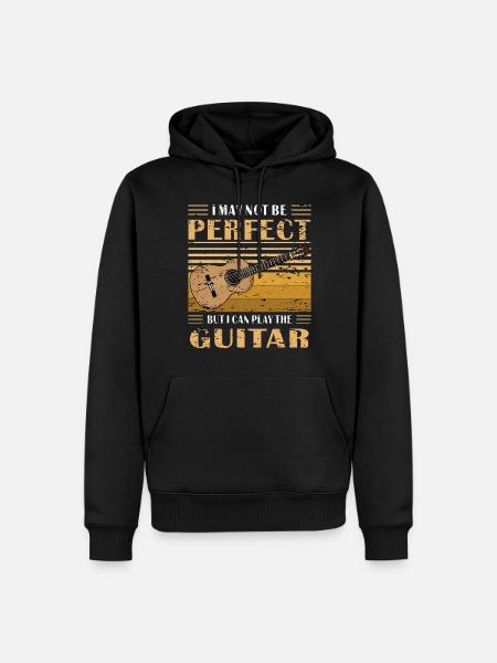 GITAR MEN JEG KAN SPILLE GITAR - Premium økologisk hettegenser for menn - svart