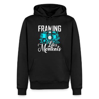 Fotografie -Fotoshooting Für Fotokamera. - Männer Premium Bio Hoodie - Schwarz - Vorne - Nico (187cm)