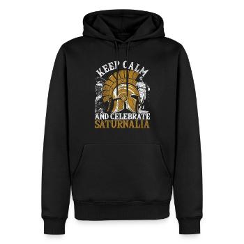 Keep Calm And Celebrate Saturnalia - Men’s Premium Organic Hoodie - black - Front - Nico (187cm)