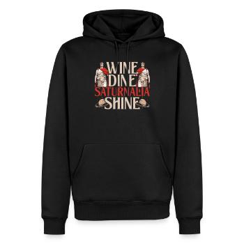 Saturnalien Wine Dine Saturnalia Shine - Men’s Premium Organic Hoodie - black - Front - Nico (187cm)