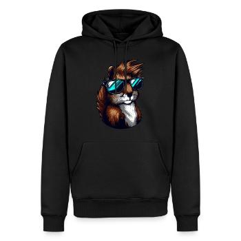 Écureuil cool avec lunettes de soleil – Élégant - Sweat à capuche Premium bio Homme - noir - Devant - Nico (187cm)