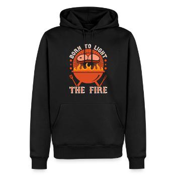 Born to light the fire Grill Grill - Men’s Premium Organic Hoodie - black - Front - Nico (187cm)