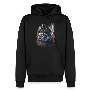Retro Französische Bulldogge Steampunk Hund - Männer Premium Bio Hoodie - Schwarz - Vorne - Nico (187cm)
