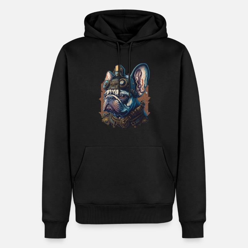 Bouledogue Français rétro chien steampunk - Sweat à capuche Premium bio Homme - noir