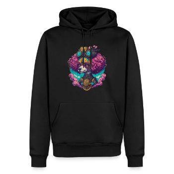 Steampunk Pudel Hund Viktorianischer Hunde Stil - Männer Premium Bio Hoodie - Schwarz - Vorne - Nico (187cm)