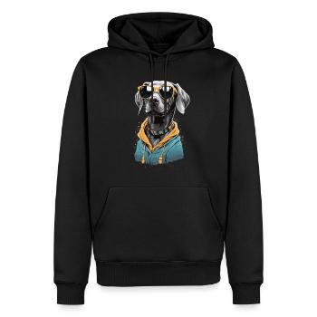 Vintage Weimaraner Hund Ästhetik Hunde Design - Männer Premium Bio Hoodie - Schwarz - Vorne - Nico (187cm)