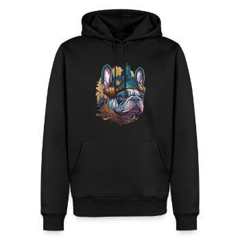 Bouledogue Français dans le Style Steampunk - Sweat à capuche Premium bio Homme - noir - Devant - Nico (187cm)