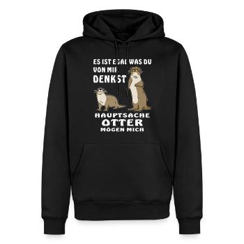 HAUPTSACHE OTTER MÖGEN MICH - Männer Premium Bio Hoodie - Schwarz - Vorne - Nico (187cm)