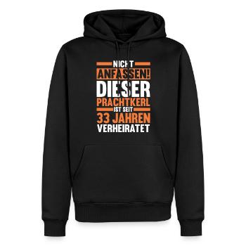 Ehe Zinnhochzeit 33 Jahre Verheiratet Hochzeitstag - Männer Premium Bio Hoodie - Schwarz - Vorne - Nico (187cm)