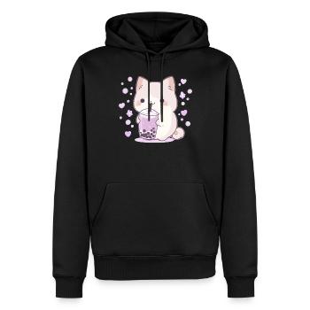Boissons pour chats kawaii Boba Bubble Tea Chibi - Sweat à capuche Premium bio Homme - noir - Devant - Nico (187cm)