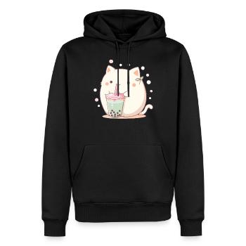 Boissons pour chats kawaii Boba Bubble Tea Chibi - Sweat à capuche Premium bio Homme - noir - Devant - Nico (187cm)