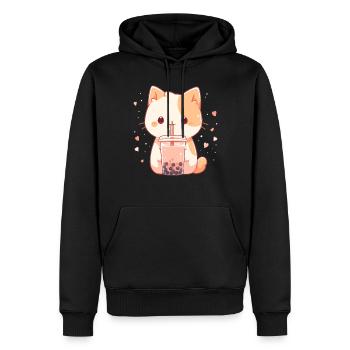 Boissons pour chats kawaii Boba Bubble Tea Chibi - Sweat à capuche Premium bio Homme - noir - Devant - Nico (187cm)