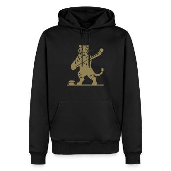 Tiger Eishockey Eishockeyspieler Silhouette - Männer Premium Bio Hoodie - Schwarz - Vorne - Nico (187cm)