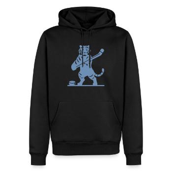 Tiger Eishockey Eishockeyspieler Silhouette - Männer Premium Bio Hoodie - Schwarz - Vorne - Nico (187cm)