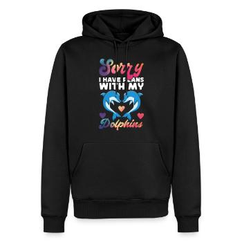Dolphin Sorry I Have Plans With My - Männer Premium Bio Hoodie - Schwarz - Vorne - Nico (187cm)