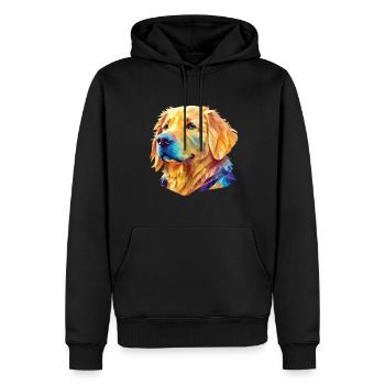 Polygon Golden Retriever - Kunstvolles Hundedesign - Männer Premium Bio Hoodie - Schwarz - Vorne - Nico (187cm)