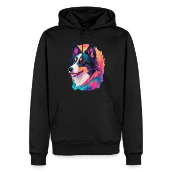 Bunter Border Collie Kunst Design für Hundefans - Männer Premium Bio Hoodie - Schwarz - Vorne - Nico (187cm)
