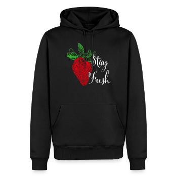 Restez frais Fraises Fruits Fruits Végétarien Végétalien - Sweat à capuche Premium bio Homme - noir - Devant - Nico (187cm)