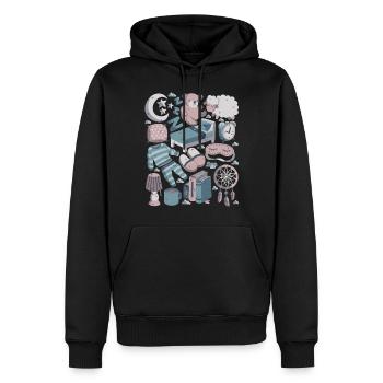 Heure du coucher Bonne nuit de sommeil Lit de fatigue - Sweat à capuche Premium bio Homme - noir - Devant - Nico (187cm)