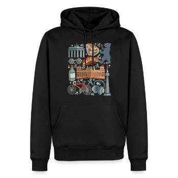Berlin - Sweat à capuche Premium bio Homme - noir - Devant - Nico (187cm)