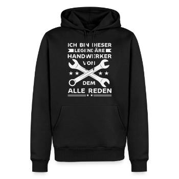 Ich bin dieser Legendäre Handwerker Sprüche - Männer Premium Bio Hoodie - Schwarz - Vorne - Nico (187cm)