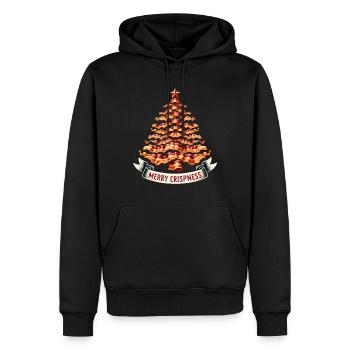 Merry Crispness Christmas Tree Bacon - Men’s Premium Organic Hoodie - black - Front - Nico (187cm)