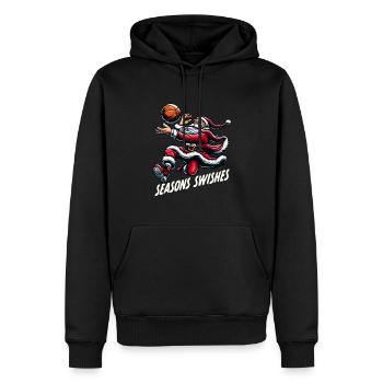 Noël Père Noël saisons Swishes - Sweat à capuche Premium bio Homme - noir - Devant - Nico (187cm)