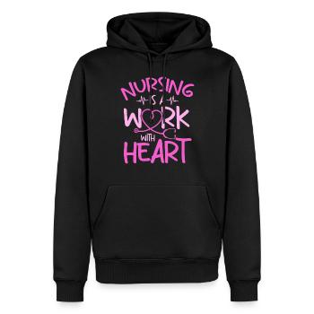 Les soins infirmiers sont un travail avec le cœur - Nurse Life Hospital - Sweat à capuche Premium bio Homme - noir - Devant - Nico (187cm)