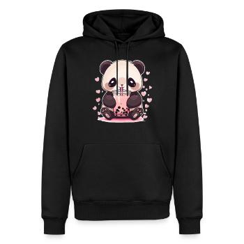 Kawaii Panda trinkt Boba Bubble Tea Chibi - Männer Premium Bio Hoodie - Schwarz - Vorne - Nico (187cm)
