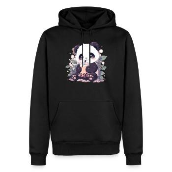 Kawaii Panda trinkt Boba Bubble Tea Chibi - Männer Premium Bio Hoodie - Schwarz - Vorne - Nico (187cm)