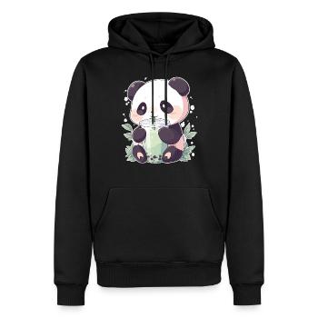 Kawaii Panda trinkt Boba Bubble Tea Chibi - Männer Premium Bio Hoodie - Schwarz - Vorne - Nico (187cm)